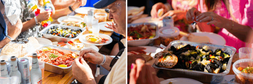 Reker, blåskjell og krabber på Skillingsloungen på Sommerbris.
Foto: Kevin Verkruijssen og Eline Brattsti